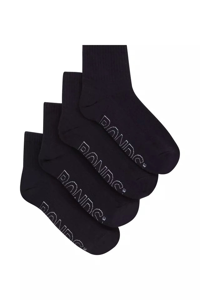 Kids Logo Light Quarter Crew Socks 4 Pack | School Navy