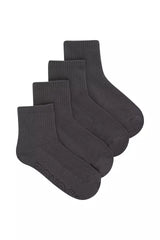 Kids Logo Light Quarter Crew Socks 4 Pack | School Grey