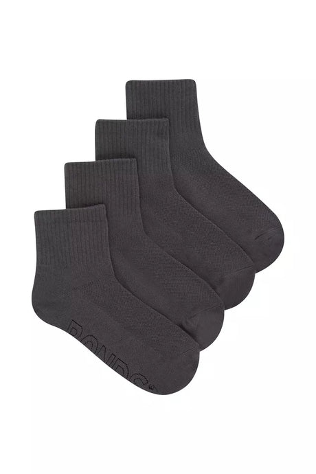 Kids Logo Light Quarter Crew Socks 4 Pack | School Grey