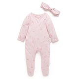 Zip Growsuit & Headband Set | Pale Pink Blossom