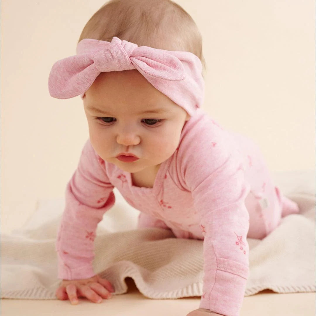 Zip Growsuit & Headband Set | Pale Pink Blossom