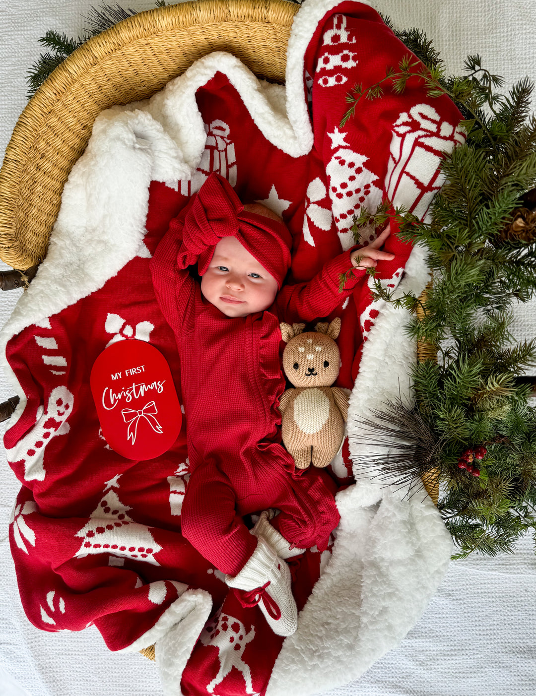 Frill Zip Romper | Rudolph Waffle Red