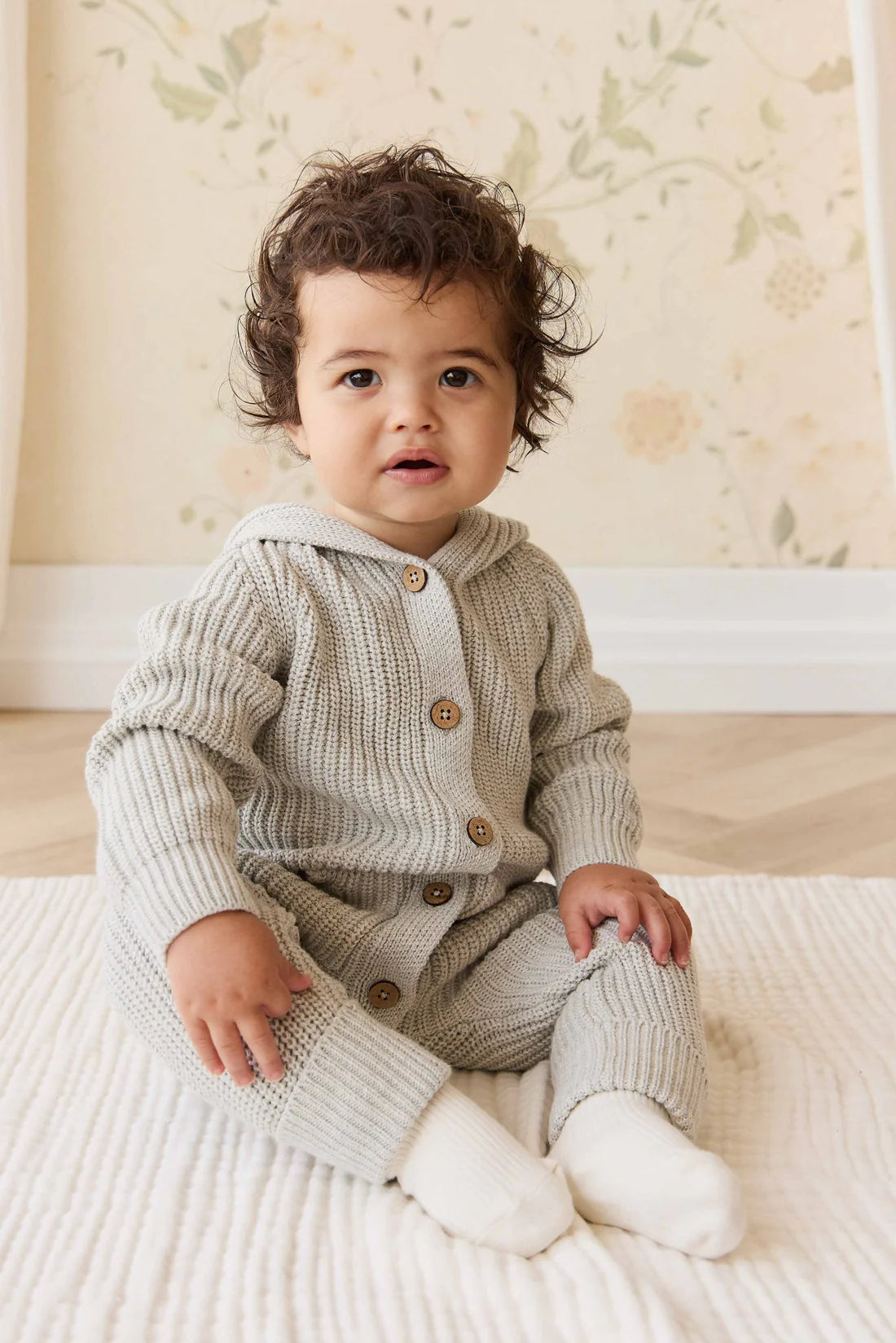 Bear Knit Onepiece | Light Grey Marle