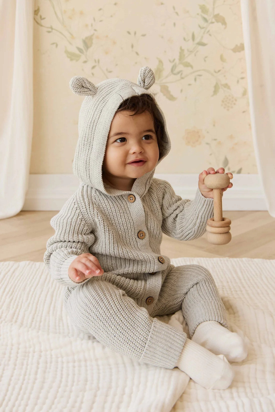 Bear Knit Onepiece | Light Grey Marle