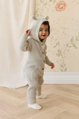 Bear Knit Onepiece | Light Grey Marle