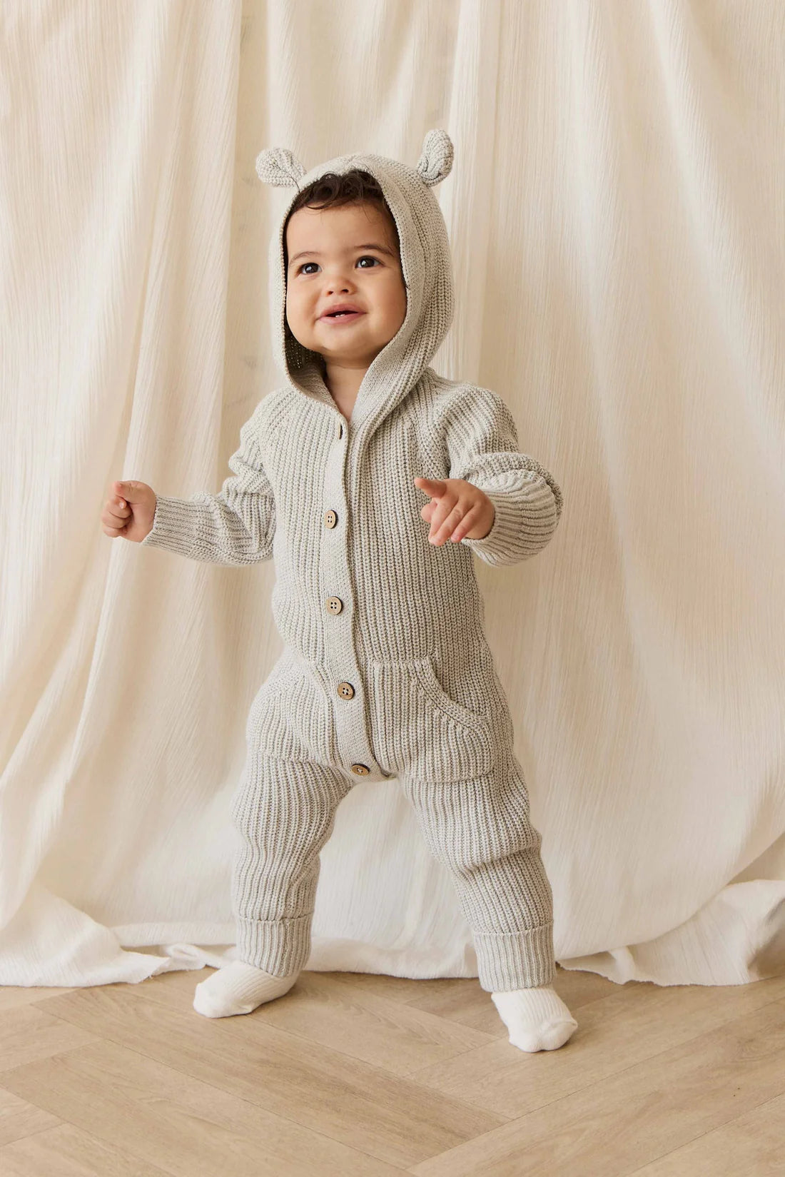 Bear Knit Onepiece | Light Grey Marle
