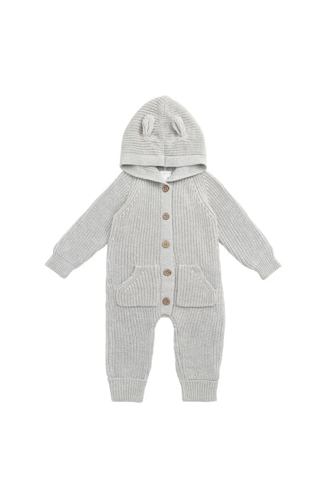 Bear Knit Onepiece | Light Grey Marle