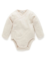 Pointelle Long Sleeve Wrap Bodysuit | Wheat melange