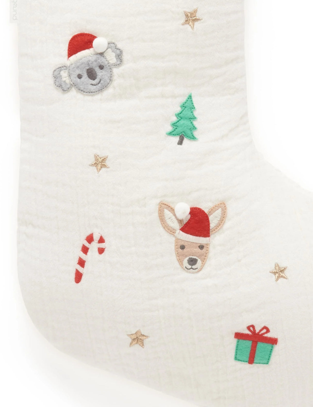 Embroidered Christmas Stocking | White