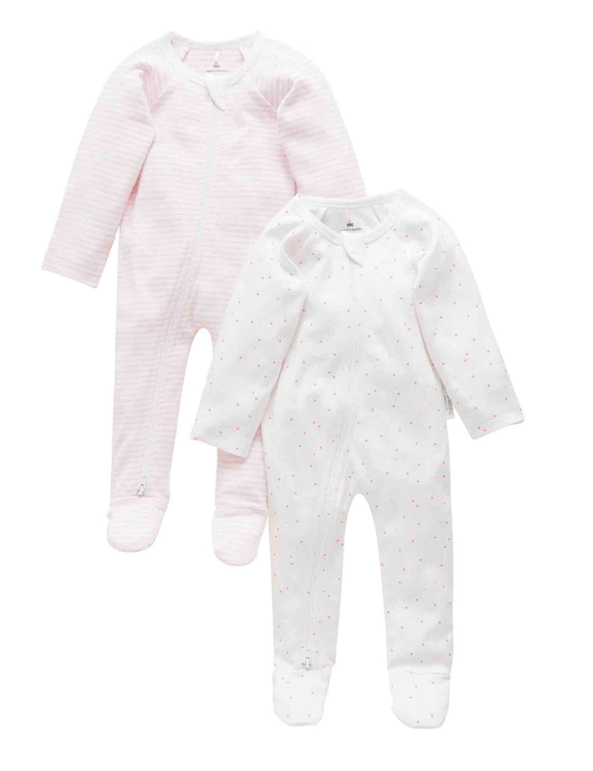 2 Pack Zip Growsuit | Pale Pink