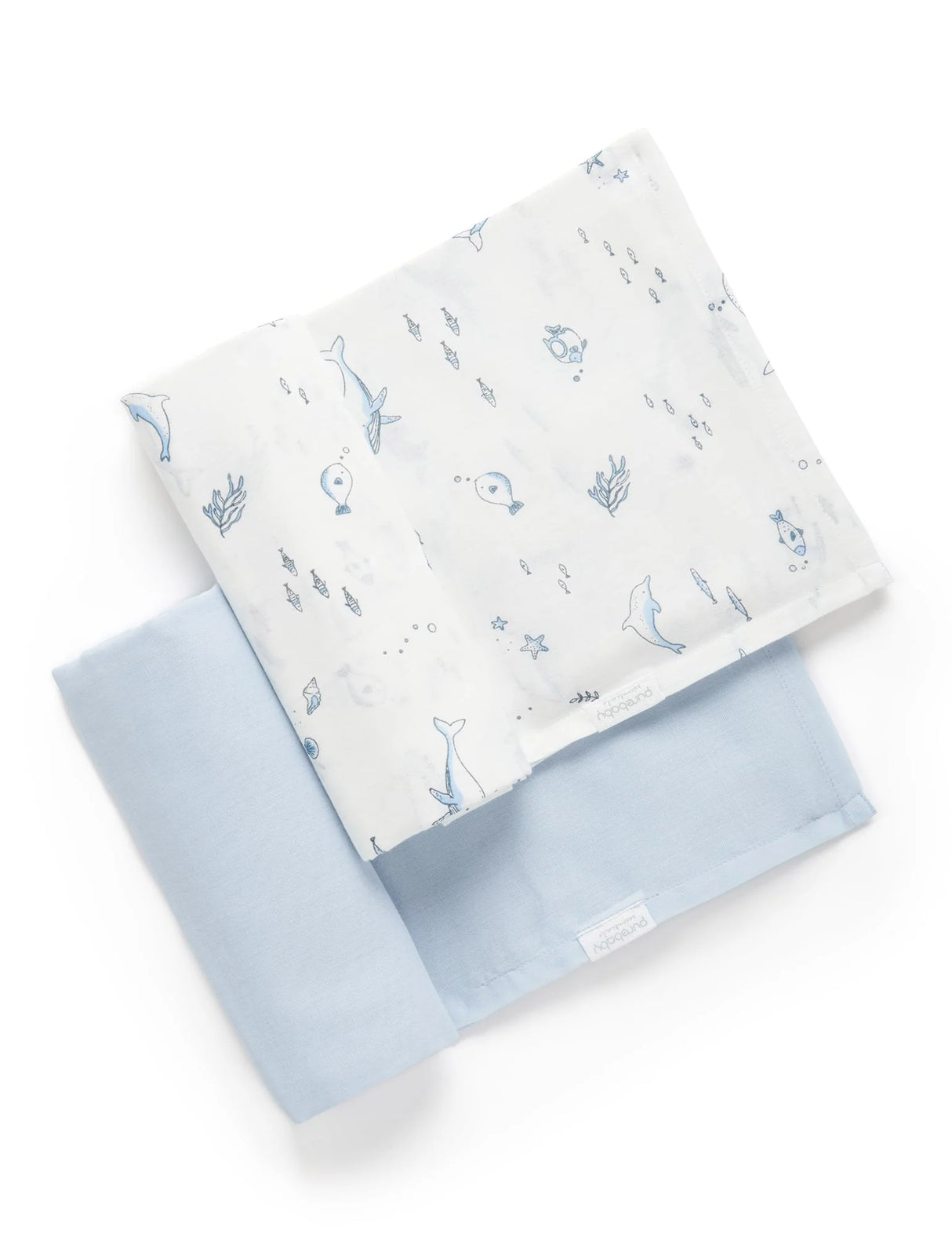 2 Pack Muslin Wrap | Pale Blue Nautical