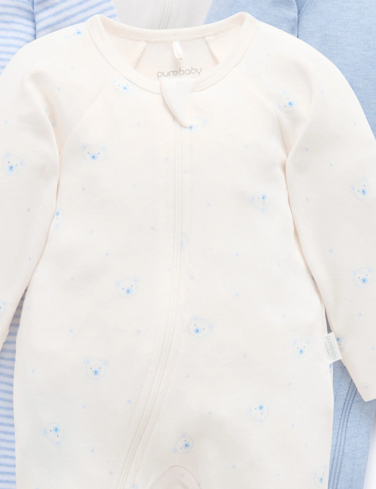4 Pack Zip Growsuit | Pale Blue Bear