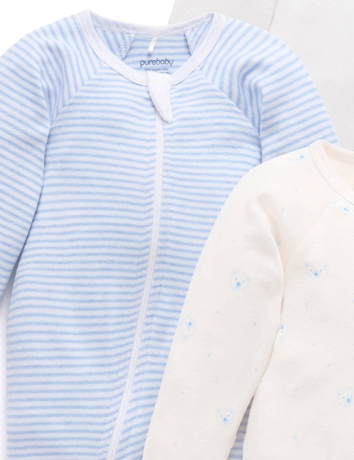 4 Pack Zip Growsuit | Pale Blue Bear