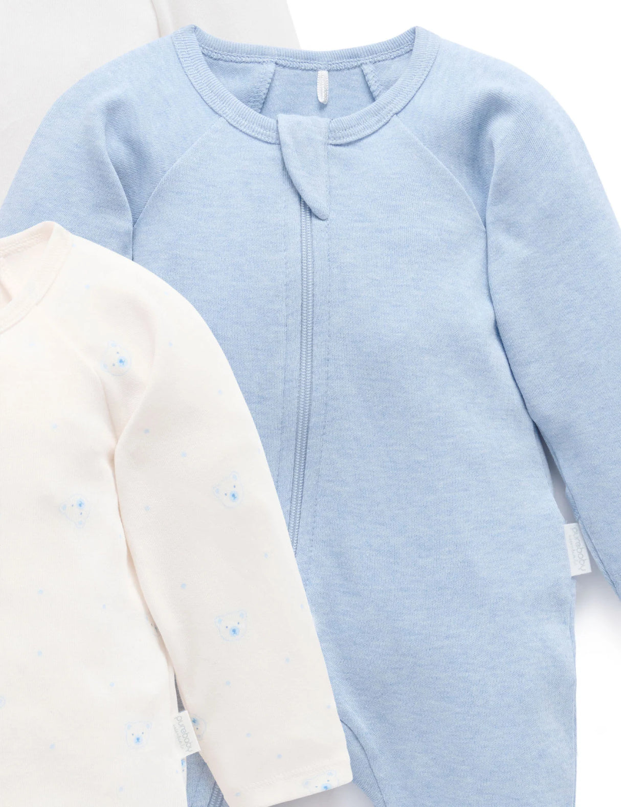 4 Pack Zip Growsuit | Pale Blue Bear