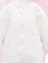 4 Pack Zip Growsuit | Pale Pink Bear