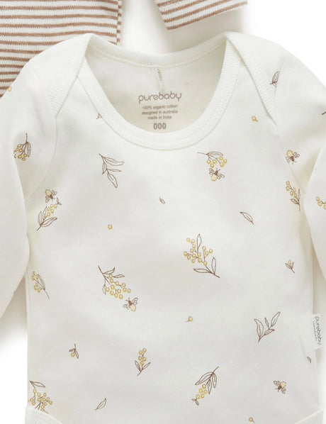 2 Pack Easy Neck Long Sleeve Bodysuit | Vanilla Wattle Bee