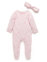 Zip Growsuit & Headband Set | Pale Pink Blossom