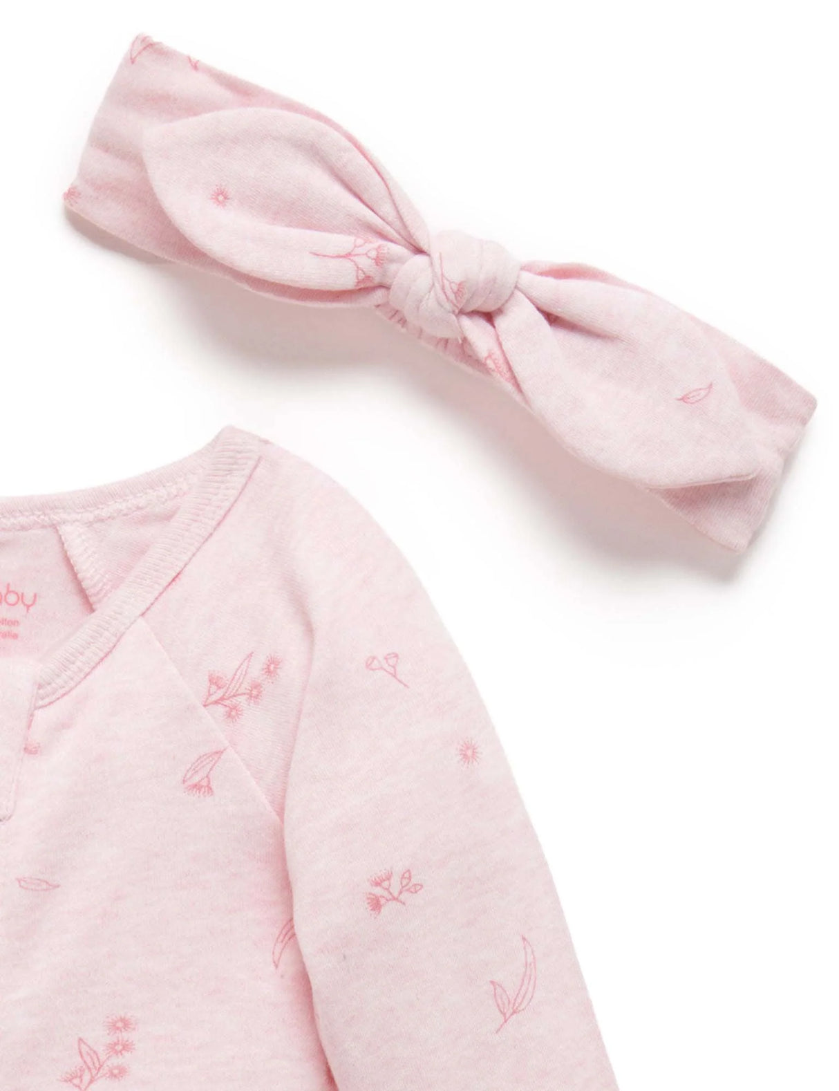 Zip Growsuit & Headband Set | Pale Pink Blossom