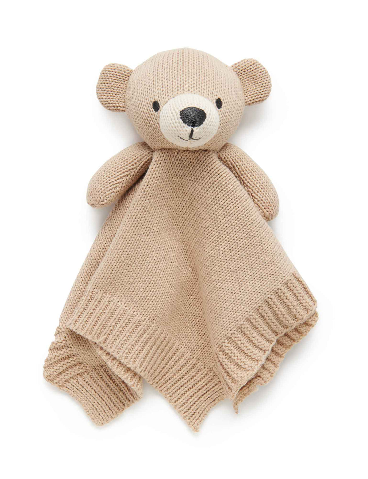 Knitted Bear Comforter | Camel