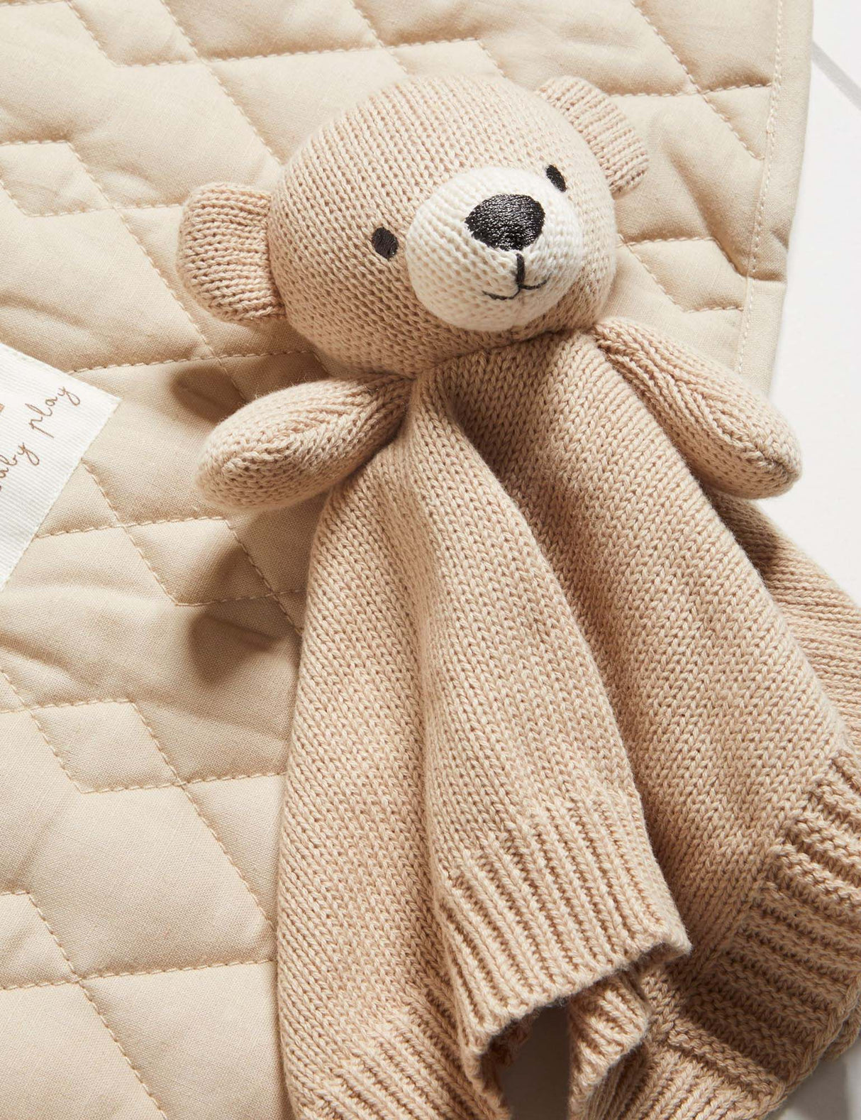 Knitted Bear Comforter | Camel