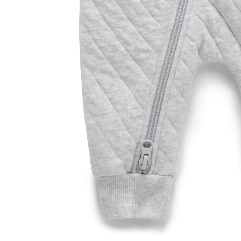 Quilted Growsuit | Pale Grey Melange