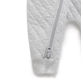 Quilted Growsuit | Pale Grey Melange