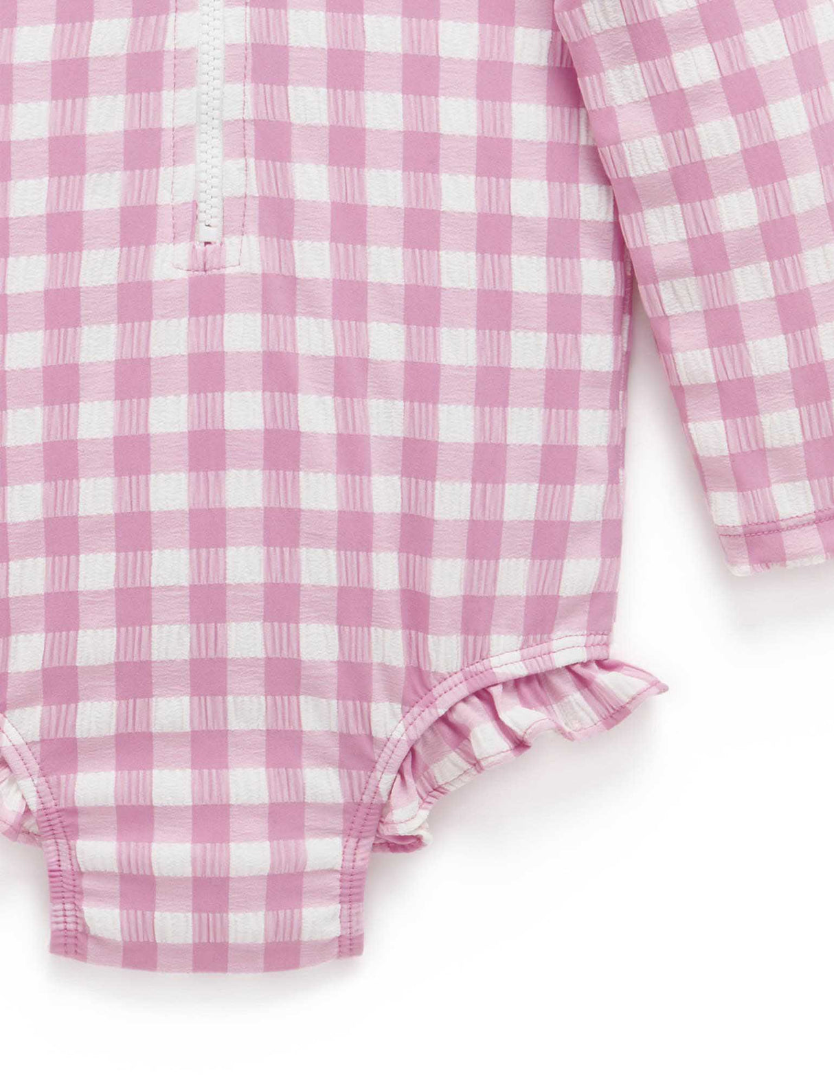 Frilly Long Sleeve Swimsuit | Fig Gingham
