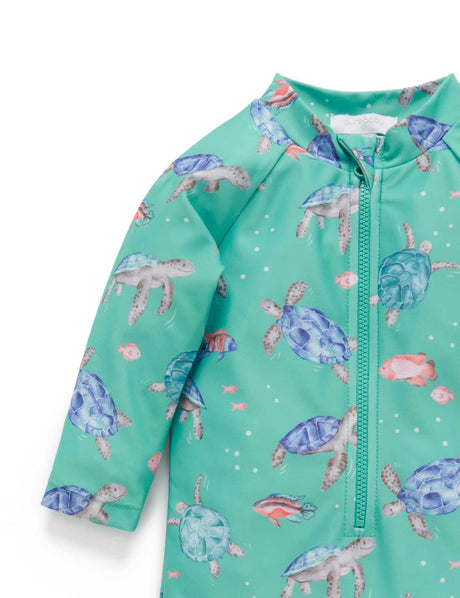 Long Sleeve Rashie Sunsuit | Sea Turtles