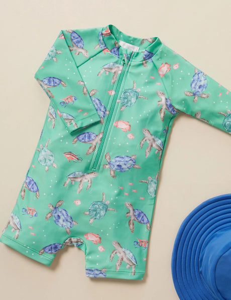 Long Sleeve Rashie Sunsuit | Sea Turtles