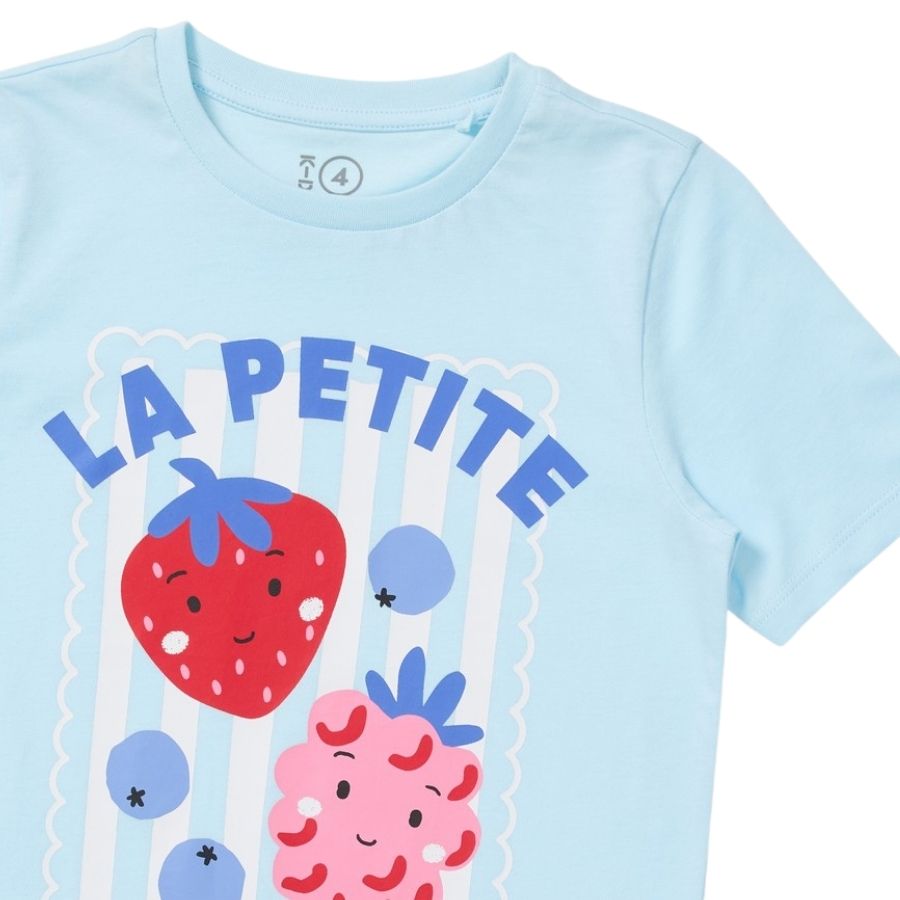 Kids La Petite Print Tee | Light Blue