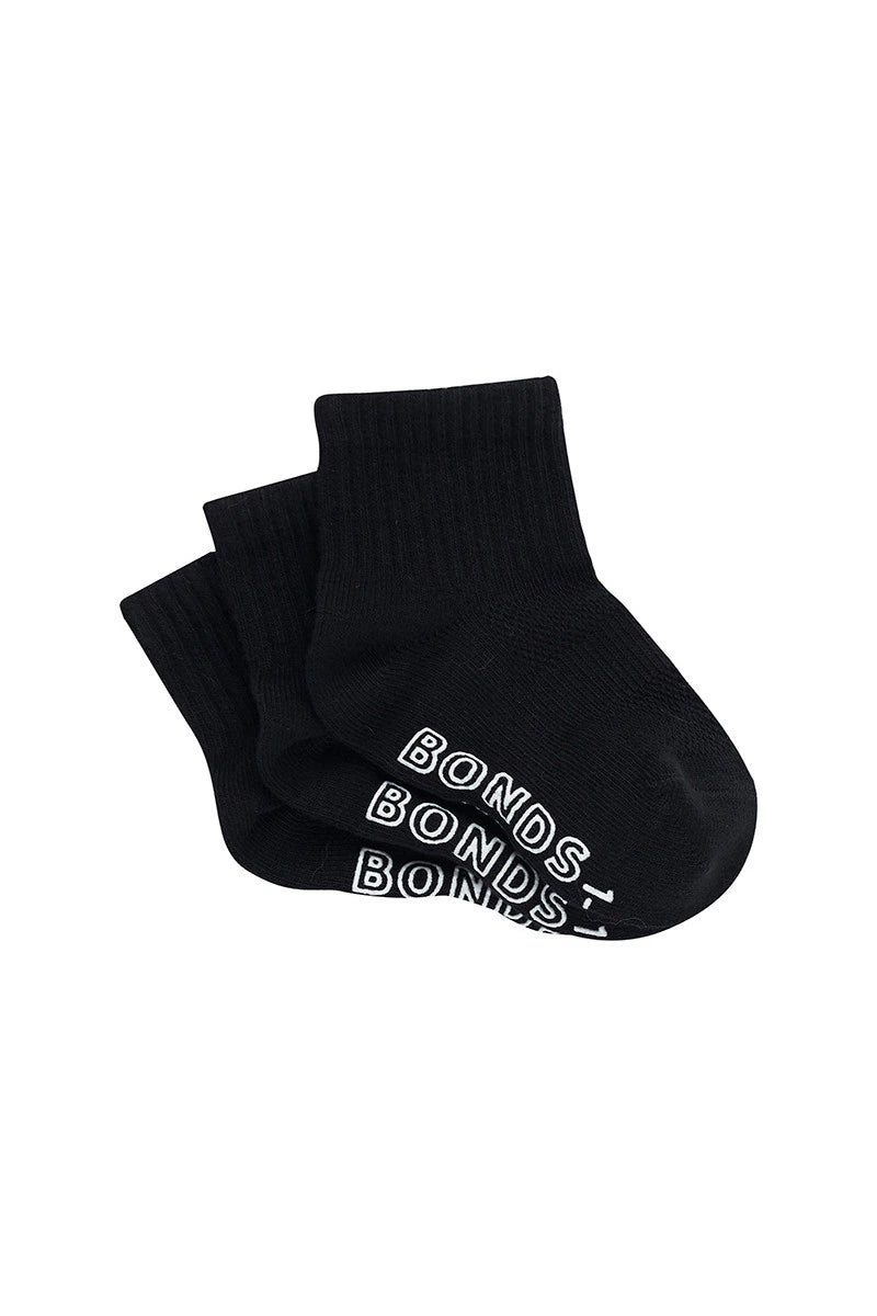 Baby Lightweight Quarter Crew 3 Pack | Black