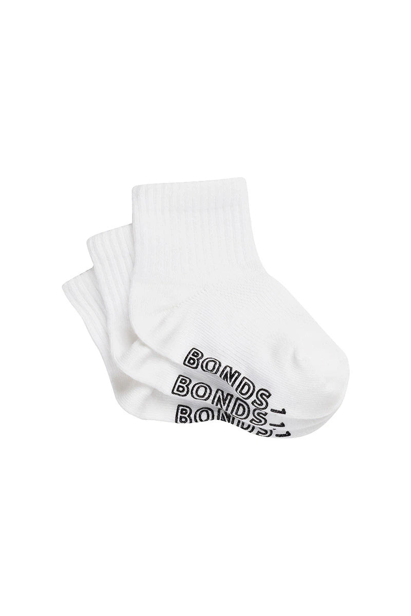 Baby Lightweight Quarter Crew 3 Pack | White