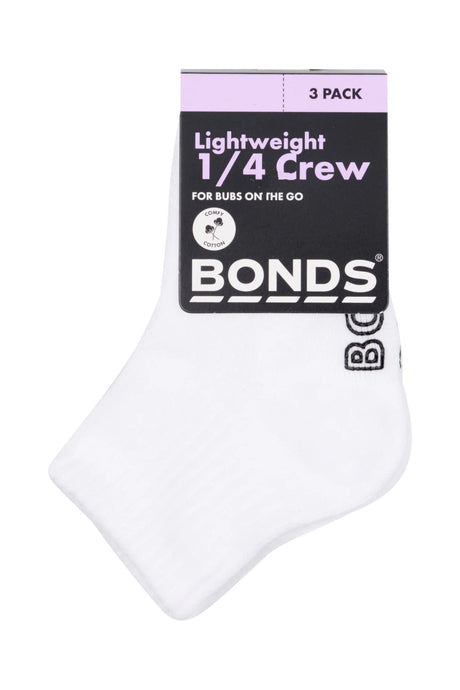 Baby Lightweight Quarter Crew 3 Pack | White