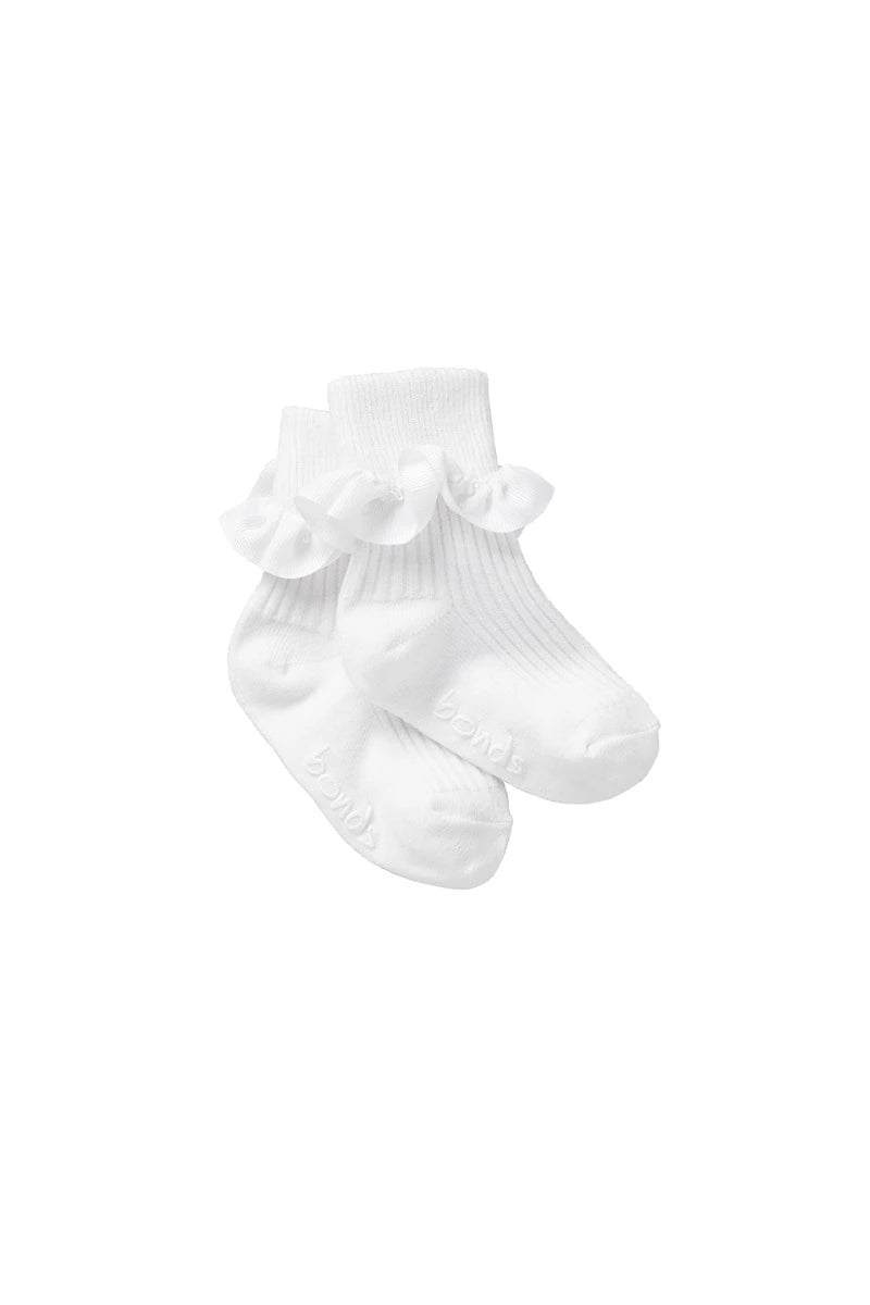 Baby Party Cuff Sock | White