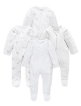 4 Pack Zip Growsuit | Pale Grey Melange