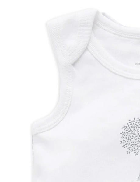 2 Pack Singlet Bodysuit | White / Pale Grey Melange Stripe