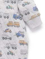 Quilted Growsuit | Snow Vehicle Print