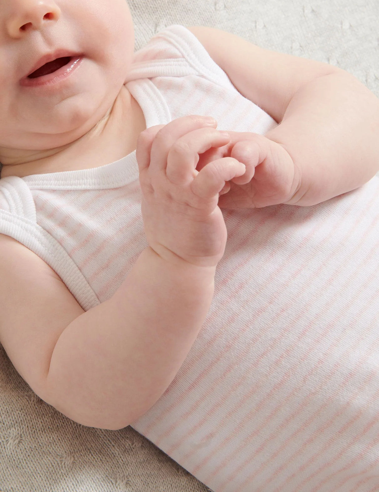 2 Pack Singlet Bodysuit | White / Pale Pink Melange Stripe