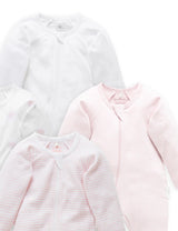 4 Pack Zip Growsuit | Pale Pink