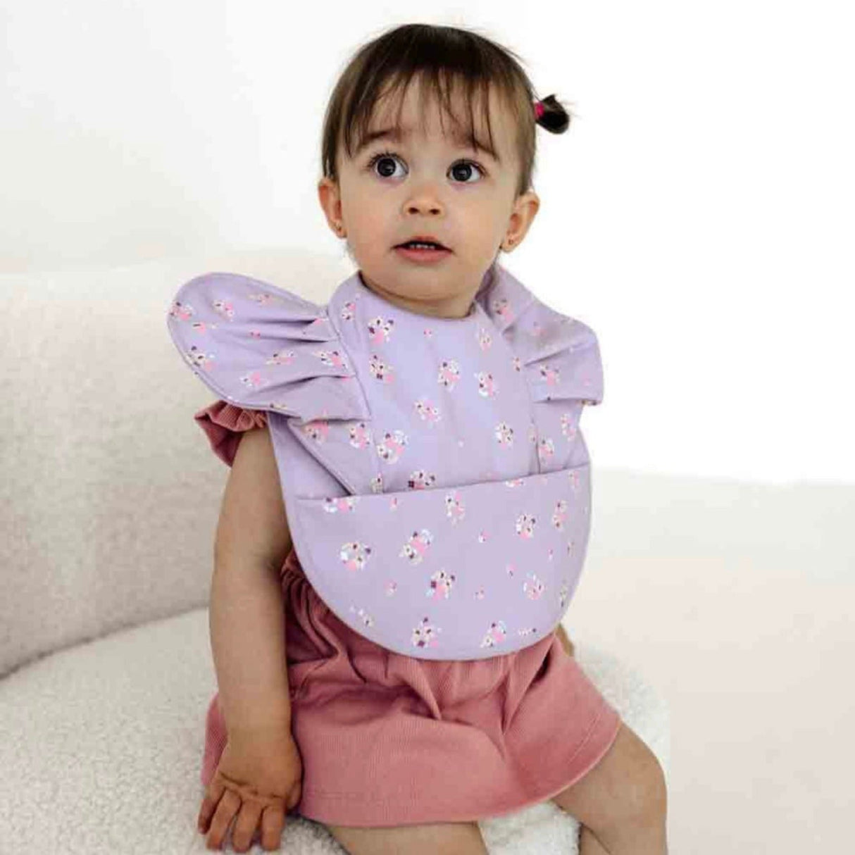 Snuggle Bib Waterproof | Lilac Bloom Frill