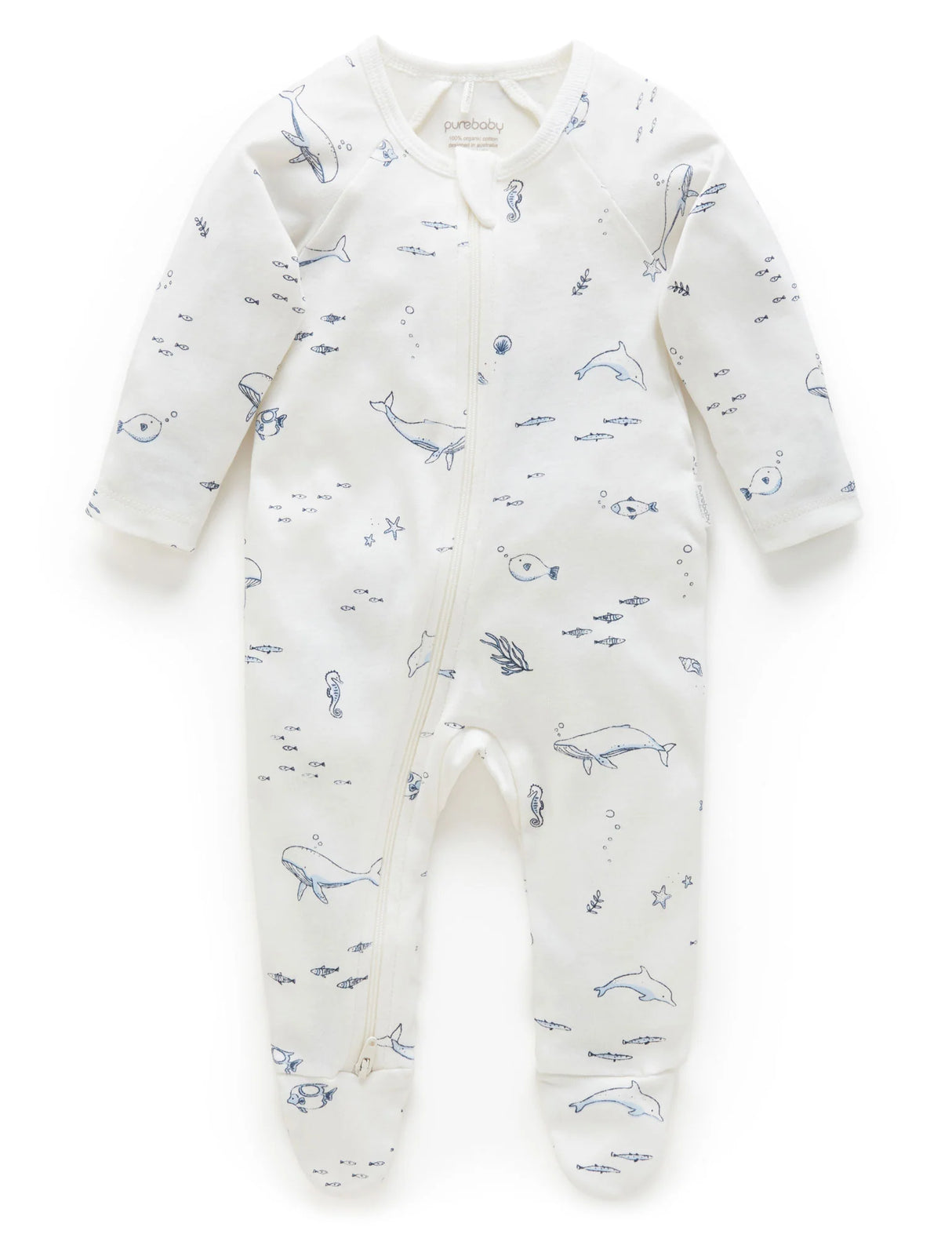 Zip Growsuit | Vanilla Nautical