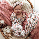 Organic Jersey Wrap & Topknot Set | Spring Floral