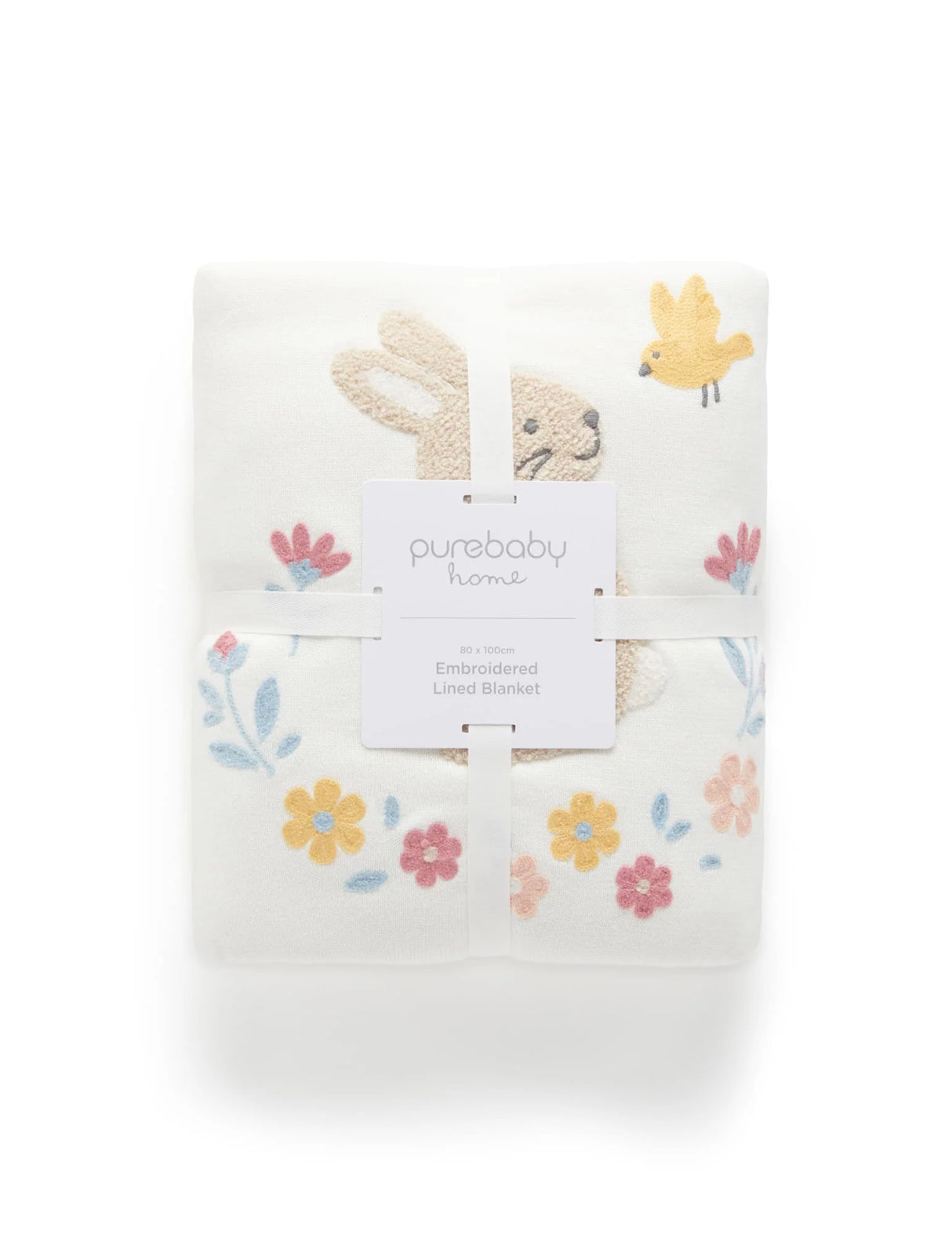 Embroidered Lined Blanket | Little Bunny