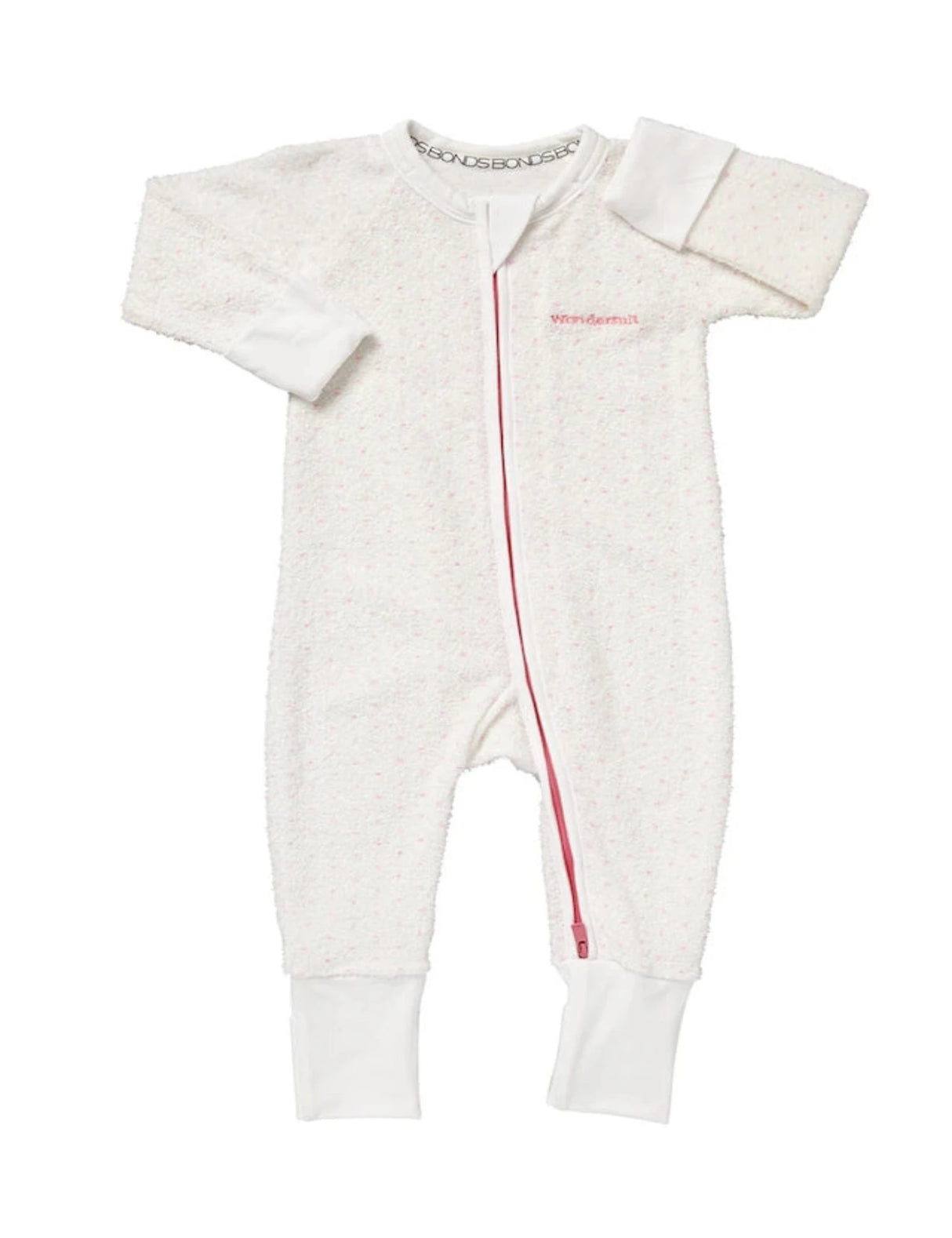 Poodlette Zip Wondersuit | White & Hyper Bloom Spot