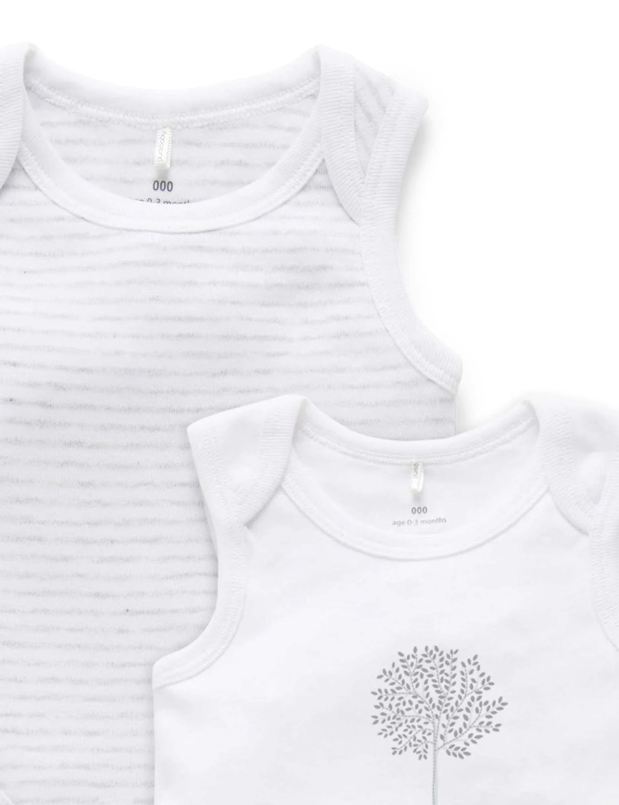 2 Pack Singlet Bodysuit | White / Pale Grey Melange Stripe