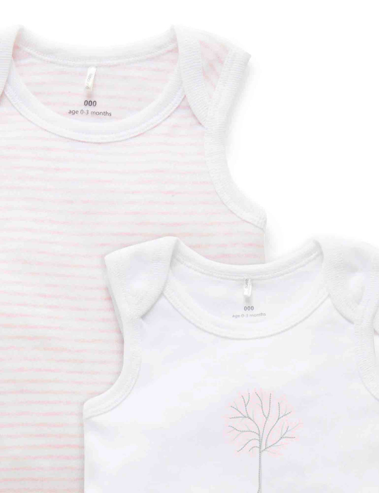 2 Pack Singlet Bodysuit | White / Pale Pink Melange Stripe