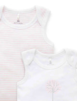 2 Pack Singlet Bodysuit | White / Pale Pink Melange Stripe