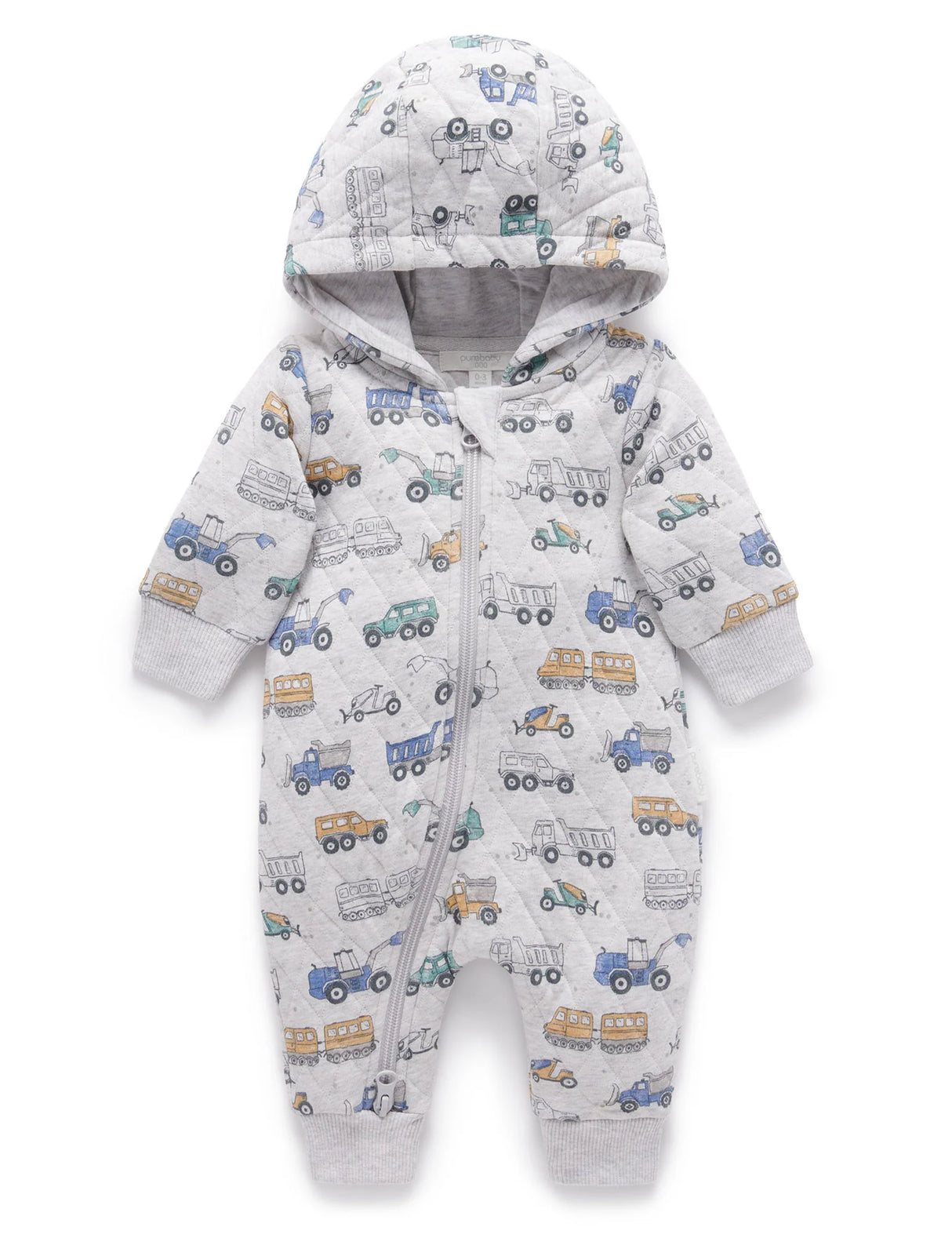 Quilted Growsuit | Snow Vehicle Print