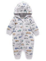 Quilted Growsuit | Snow Vehicle Print