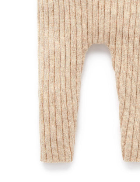 Rib knit Leggings | Camel Melange